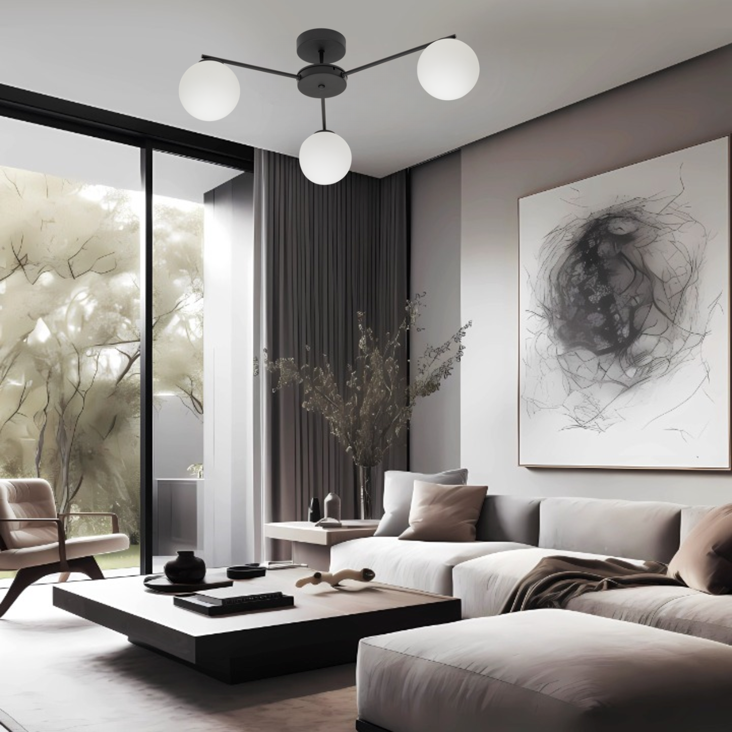 ELTON Black Scandinavian Ceiling Lamp 3