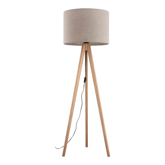 GRAND Pine Linen Mid-Century Modern Floor Lamp