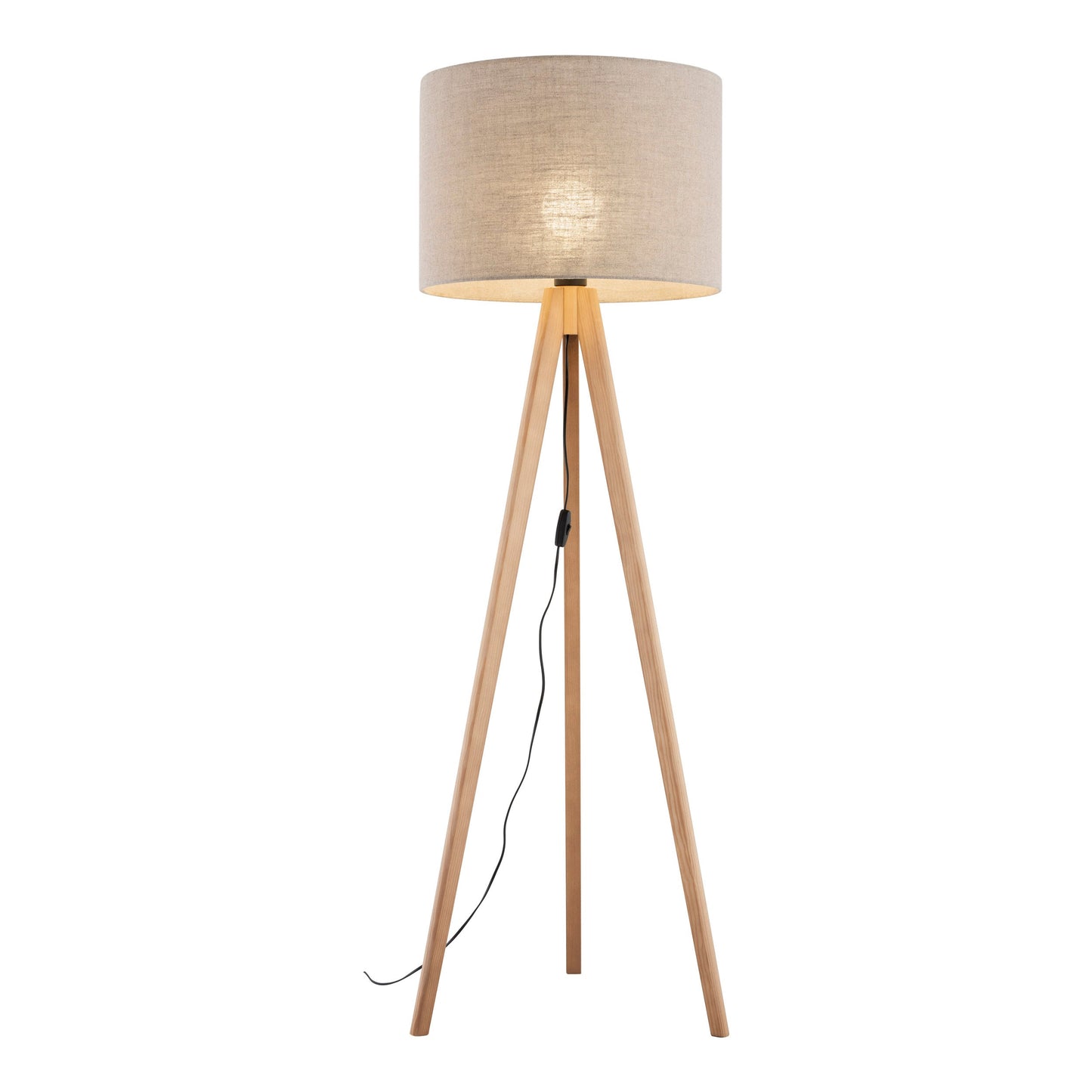 GRAND Pine Linen Mid-Century Modern Floor Lamp