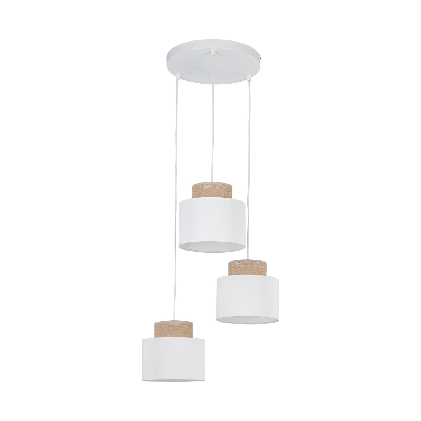 DUO White Jute Natural Pendant Light 3